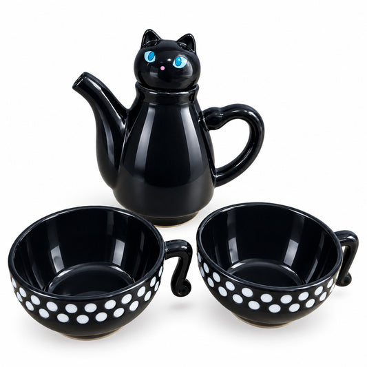 Set para Té | Tetera Gato con 2 Tazas e Infusor