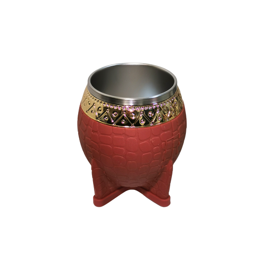 Mate Redondo Acero Inoxidable Naranjo Virola Cincelada 200ml