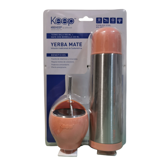 Kit Matero Keep Naranjo Termo 500ml+Mate