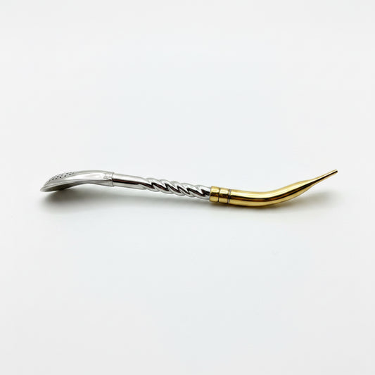 Bombilla Alpaca Artesanal Uruguaya 19 cm Pico de Loro con Caños Cincelados - Emporio Pewmayen