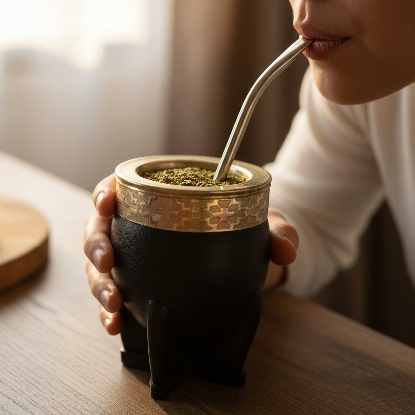 Mate Imperial Premium de Acero Inoxidable con Virola de Alpaca Cincelada - Emporio Pewmayen