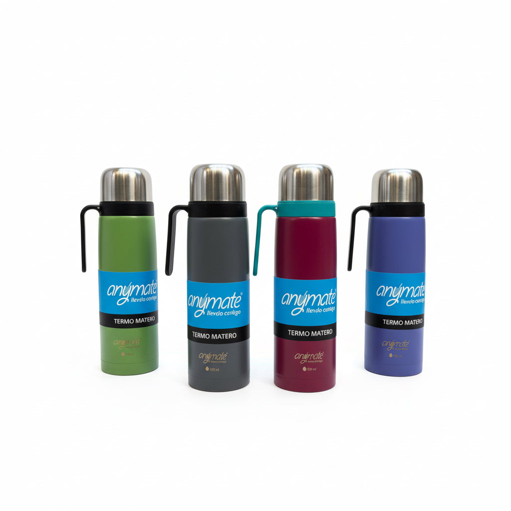 Termo Matero 900 ml con Pico Cebador y Mango | Acero Inoxidable 304 Antigoteo - Emporio Pewmayen
