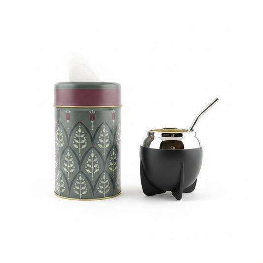 Pack Matero Florece Negro | Mate Lindo 160 ml + Yerbero Florece