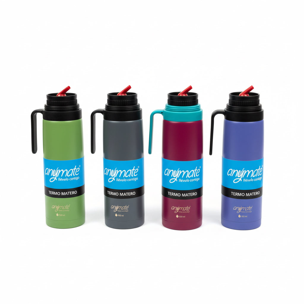 Termo Matero 900 ml con Pico Cebador y Mango | Acero Inoxidable 304 Antigoteo - Emporio Pewmayen