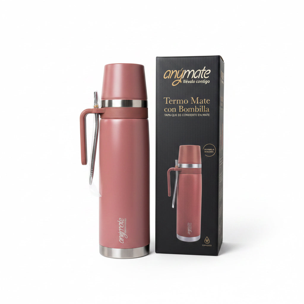 Termo Mate Anymate Terracota 850 ml Acero Inoxidable - Emporio Pewmayen