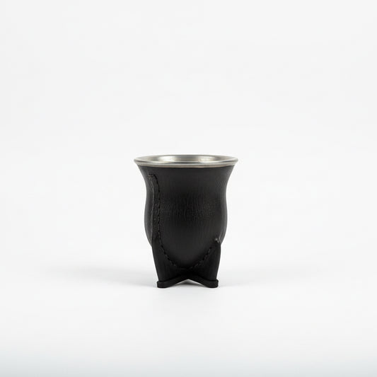 Mate Camionero Uruguayo de Calabaza Natural Forrado en Cuero con Virola de Acero Inoxidable - Emporio Pewmayen