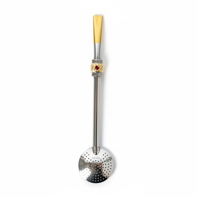 Bombilla Brasileña para Mate Filtro Lenteja 19 cm – Boquilla Plana Acero Carbono | Ideal Yerba Despalada