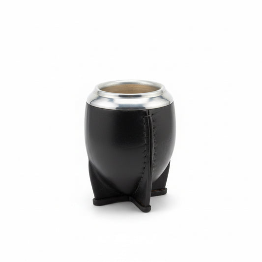 Mate Torpedo Uruguayo Negro de Calabaza Forrado en Cuero y Acero Inoxidable Premium - Emporio Pewmayen