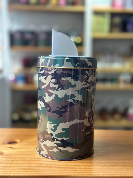 Yerbero Metálico Camuflaje Dispensadora para Yerba Mate o Azúcar | Porta Yerba Hermético 500 grs