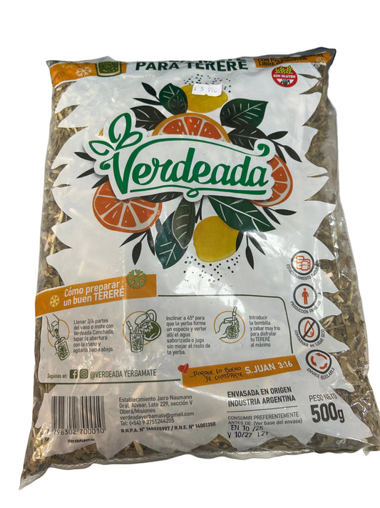 Yerba Mate Verdeada para Tereré 500 g | Yerba Argentina Suave y Estacionada - Emporio Pewmayen
