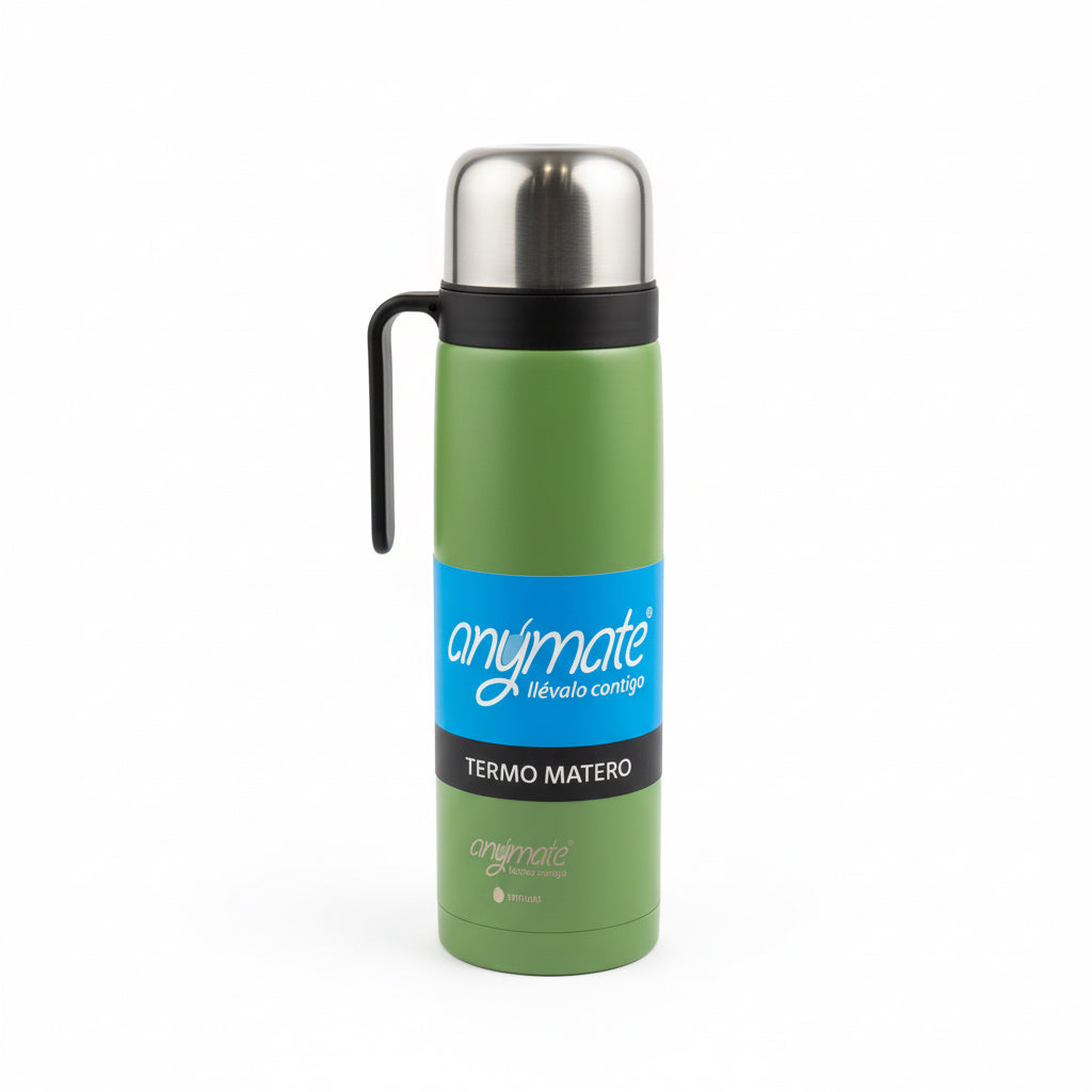 Termo Matero 900 ml con Pico Cebador y Mango | Acero Inoxidable 304 Antigoteo - Emporio Pewmayen