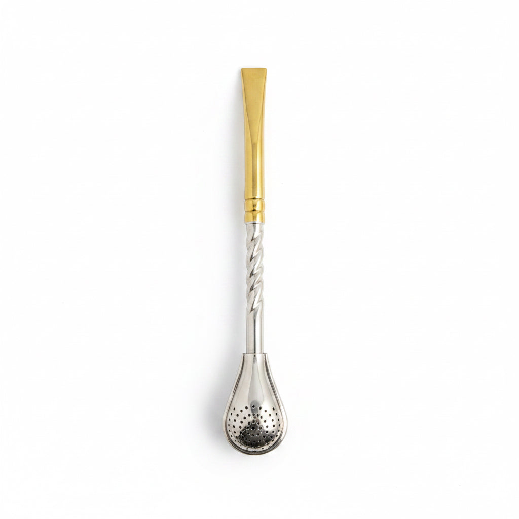 Bombilla Alpaca Artesanal Uruguaya 19 cm Pico de Loro con Caños Cincelados - Emporio Pewmayen