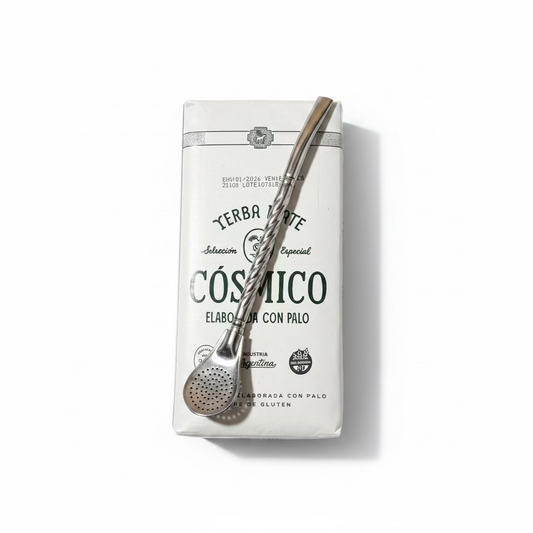 Pack Día del Padre Cósmico – Yerba Mate Cósmico + Bombilla Metálica para Mate 19 cm