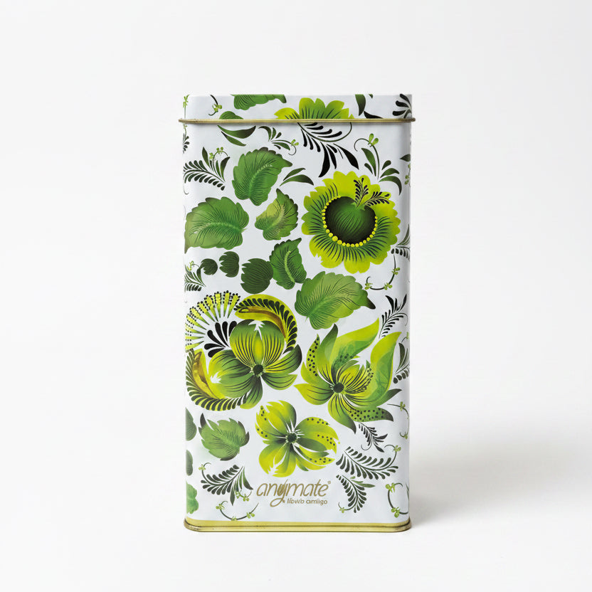 Yerbero Metálico Anymate 500 g | Contenedor para Yerba Mate con Diseños Florales