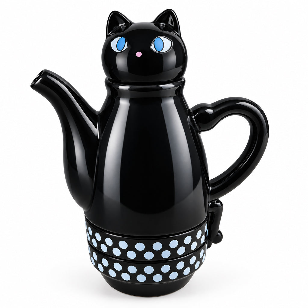 Set para Té | Tetera Gato con 2 Tazas e Infusor