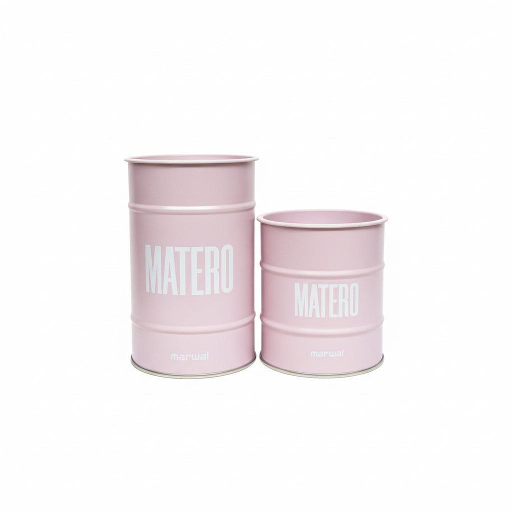 Set Matero Metálico Rosa Mate – Yerbero + Azucarero con Dosificador - Emporio Pewmayen