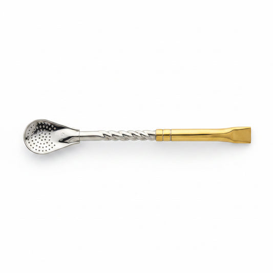 Bombilla Alpaca Artesanal Uruguaya 19 cm Pico de Loro con Caños Cincelados - Emporio Pewmayen