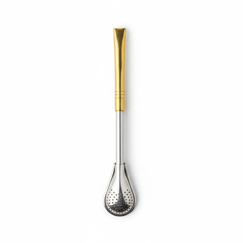 Bombilla Pico de Loro Uruguaya Acero Inoxidable con Boquilla de Bronce | Filtro Cuchara Fijo - Emporio Pewmayen