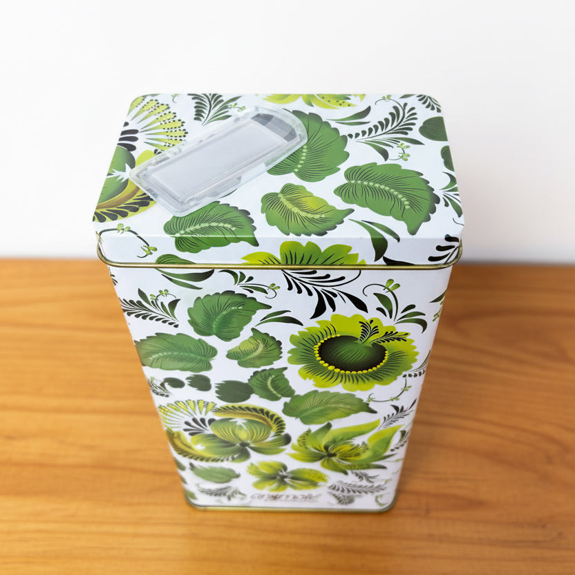 Yerbero Metálico Anymate 500 g | Contenedor para Yerba Mate con Diseños Florales
