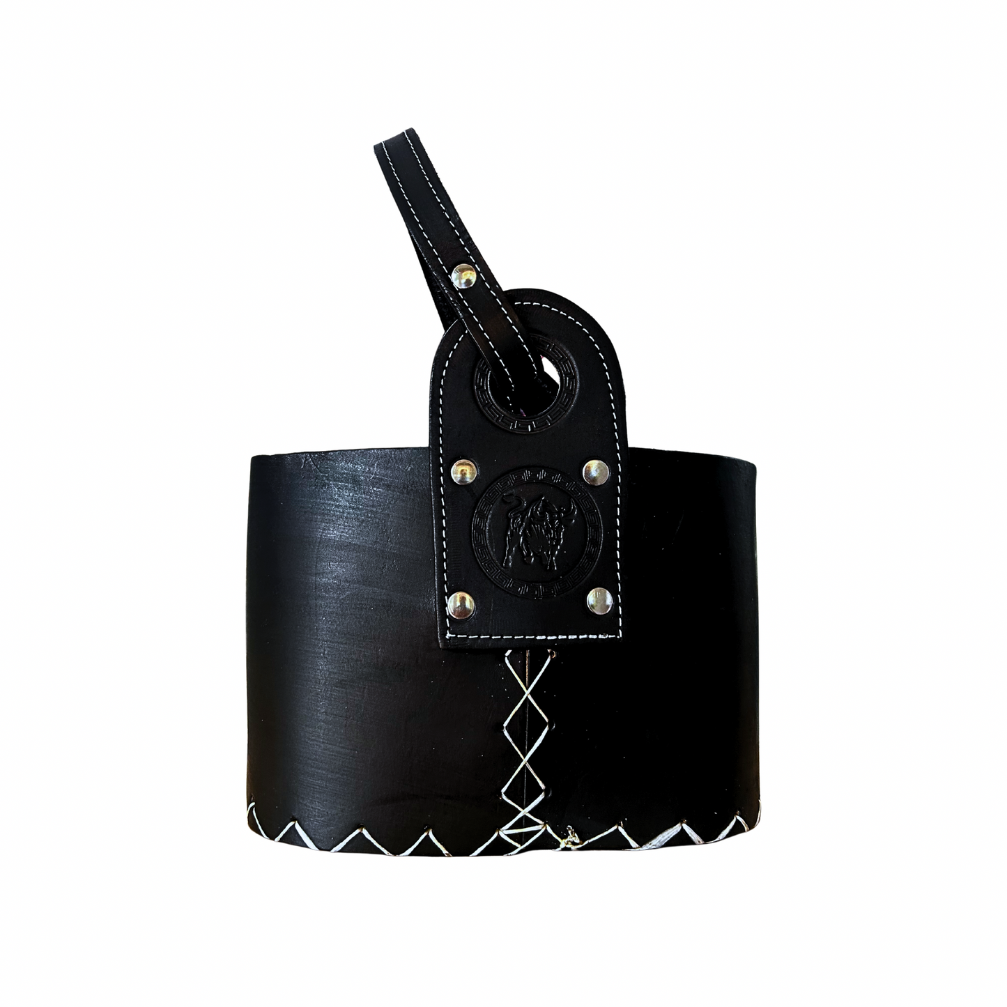 Canasto Matero Cuero Negro