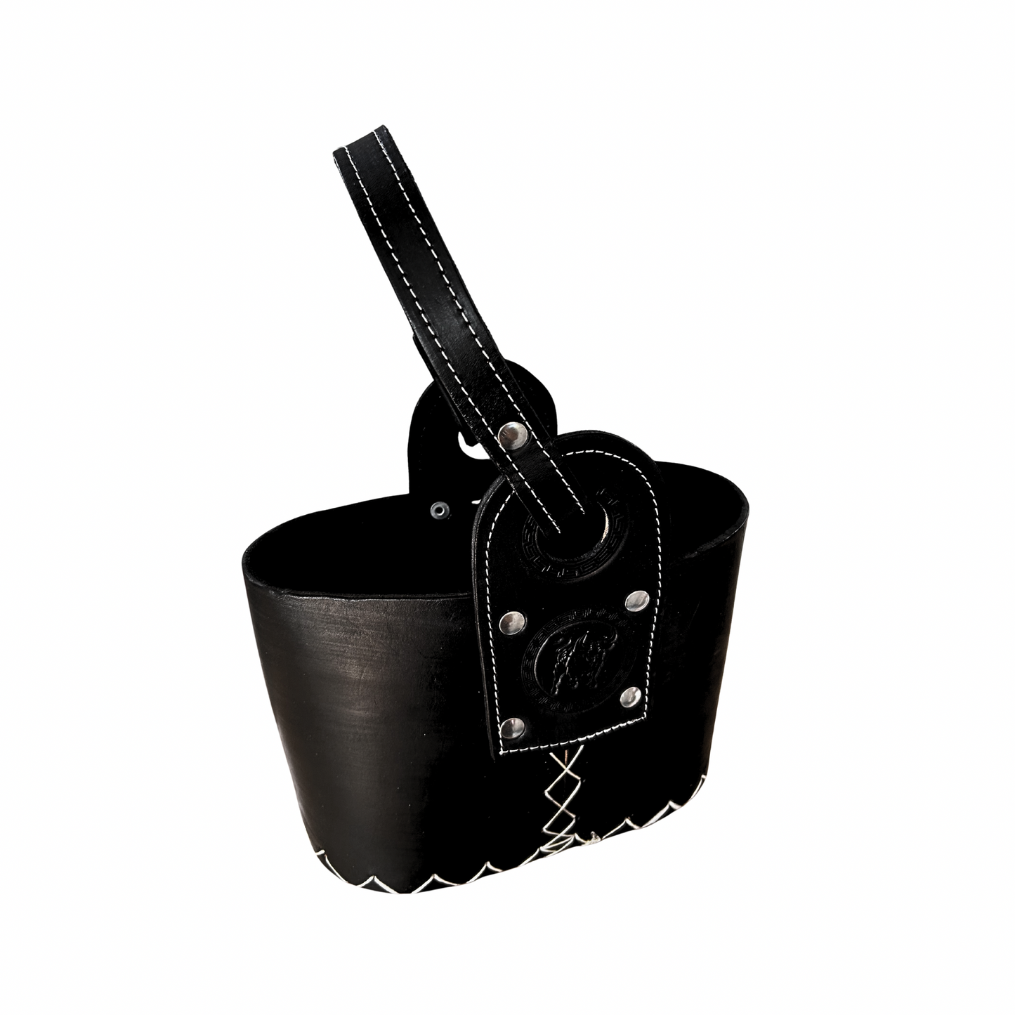 Canasto Matero Cuero Negro