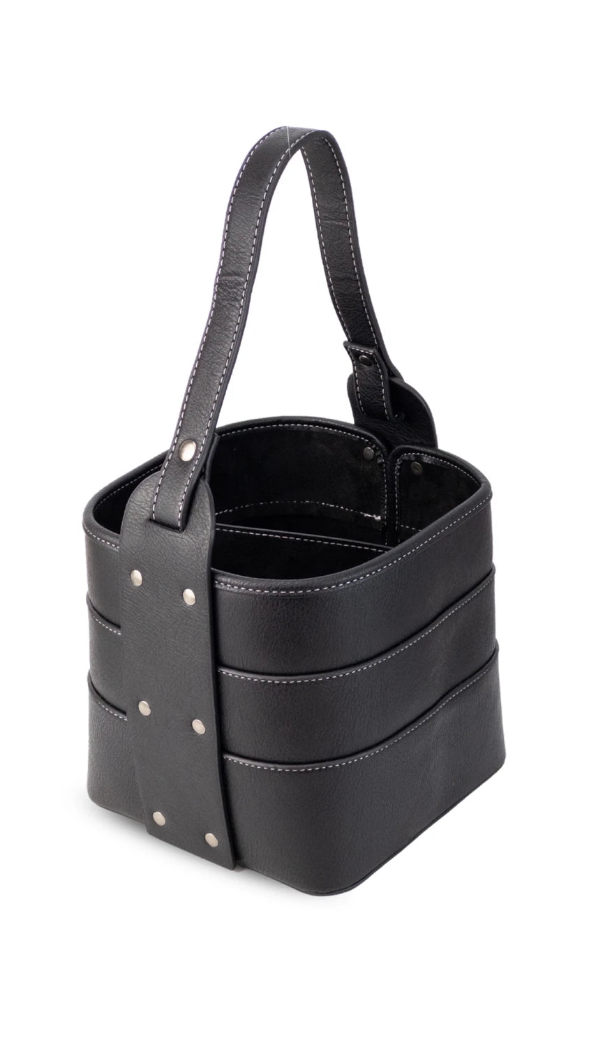 Canasto Matero Bulgaria Cuero Negro 4 espacios