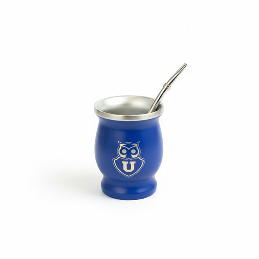 Mate Metálico Universidad de Chile de Acero Inoxidable + Bombilla | Doble Pared Térmica - Emporio Pewmayen