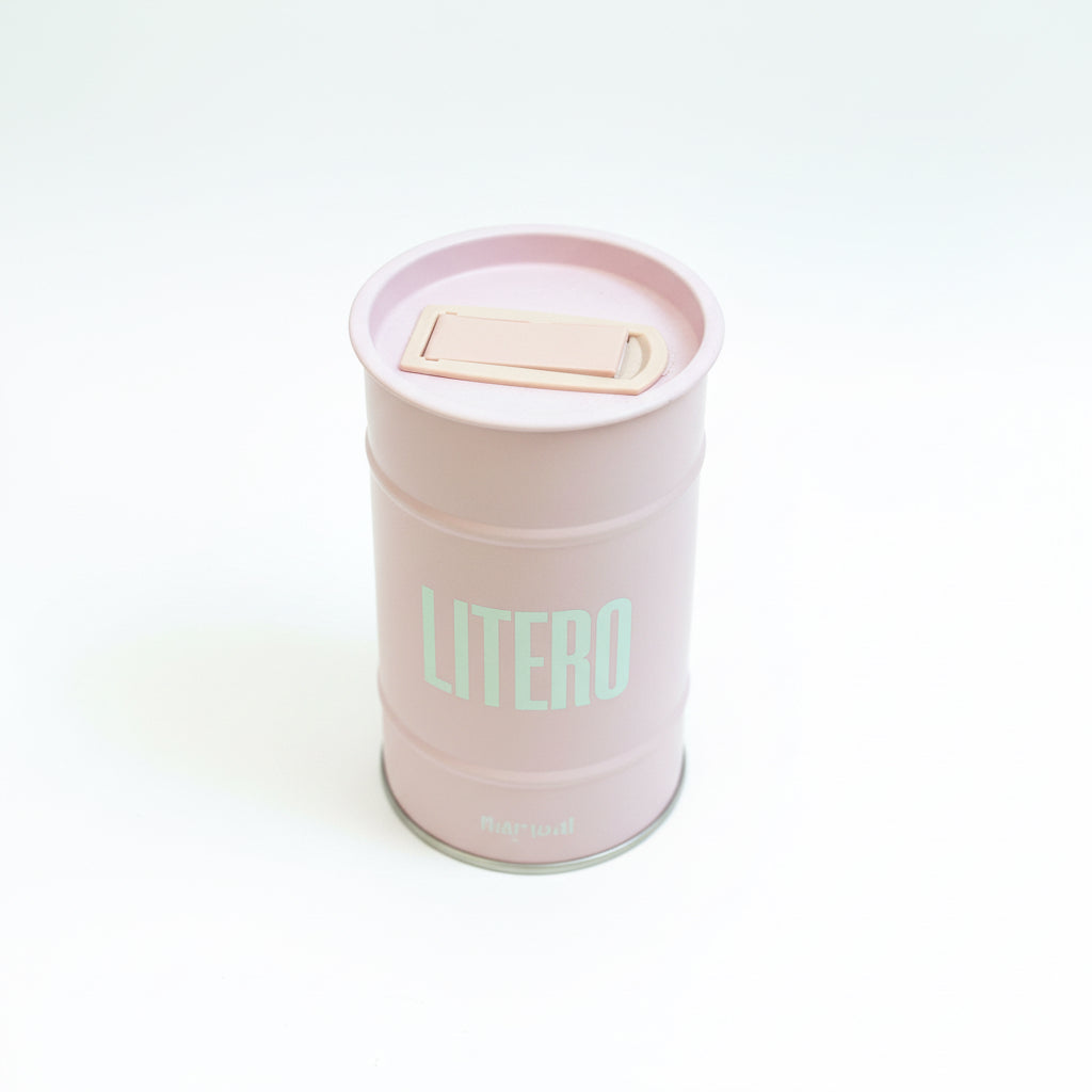 Yerbero Metálico Marwal Rosado con Boquilla Dispensadora 400g | Porta Yerba - Emporio Pewmayen