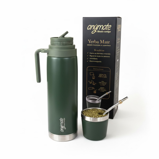 Termo Mate Anymate Verde 850 ml Acero Inoxidable - Emporio Pewmayen