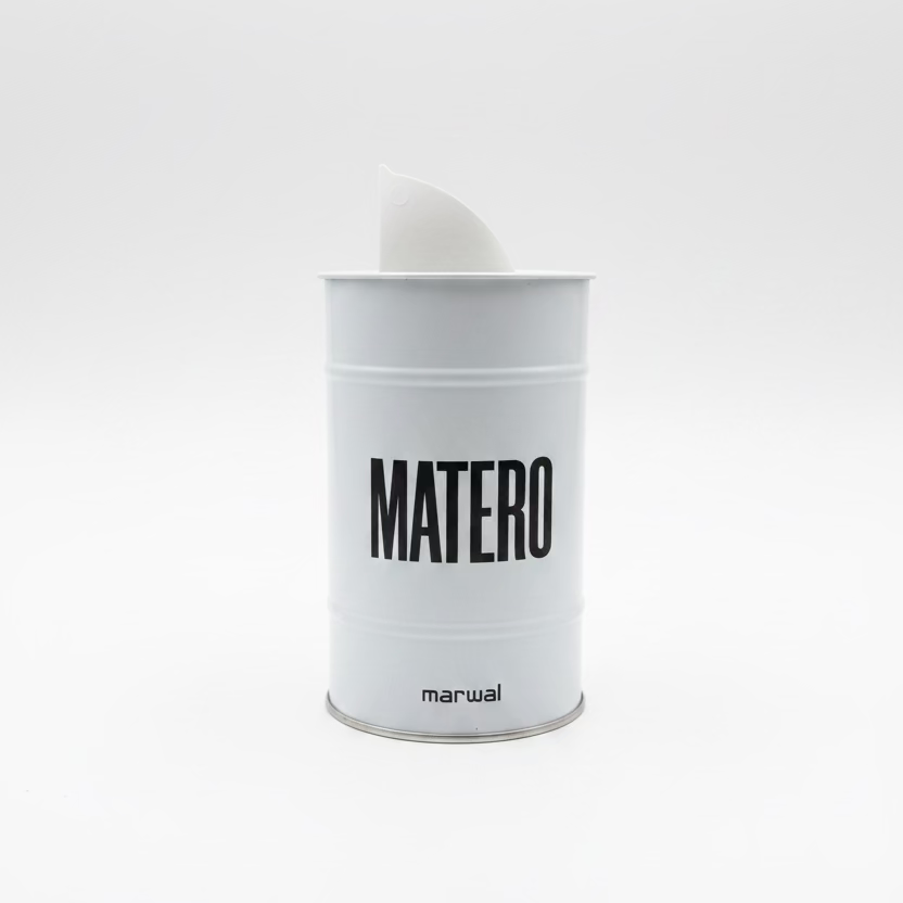 Yerbero Metálico Marwal Blanco con Boquilla Dispensadora 400g | Porta Yerba
