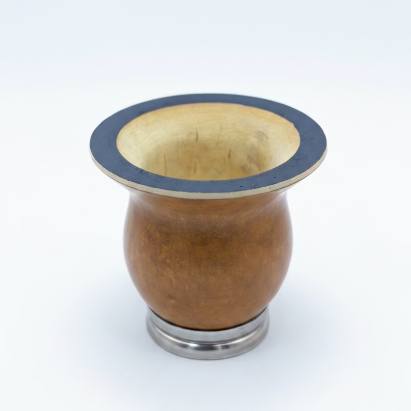 Mate de calabaza natural con base metálica