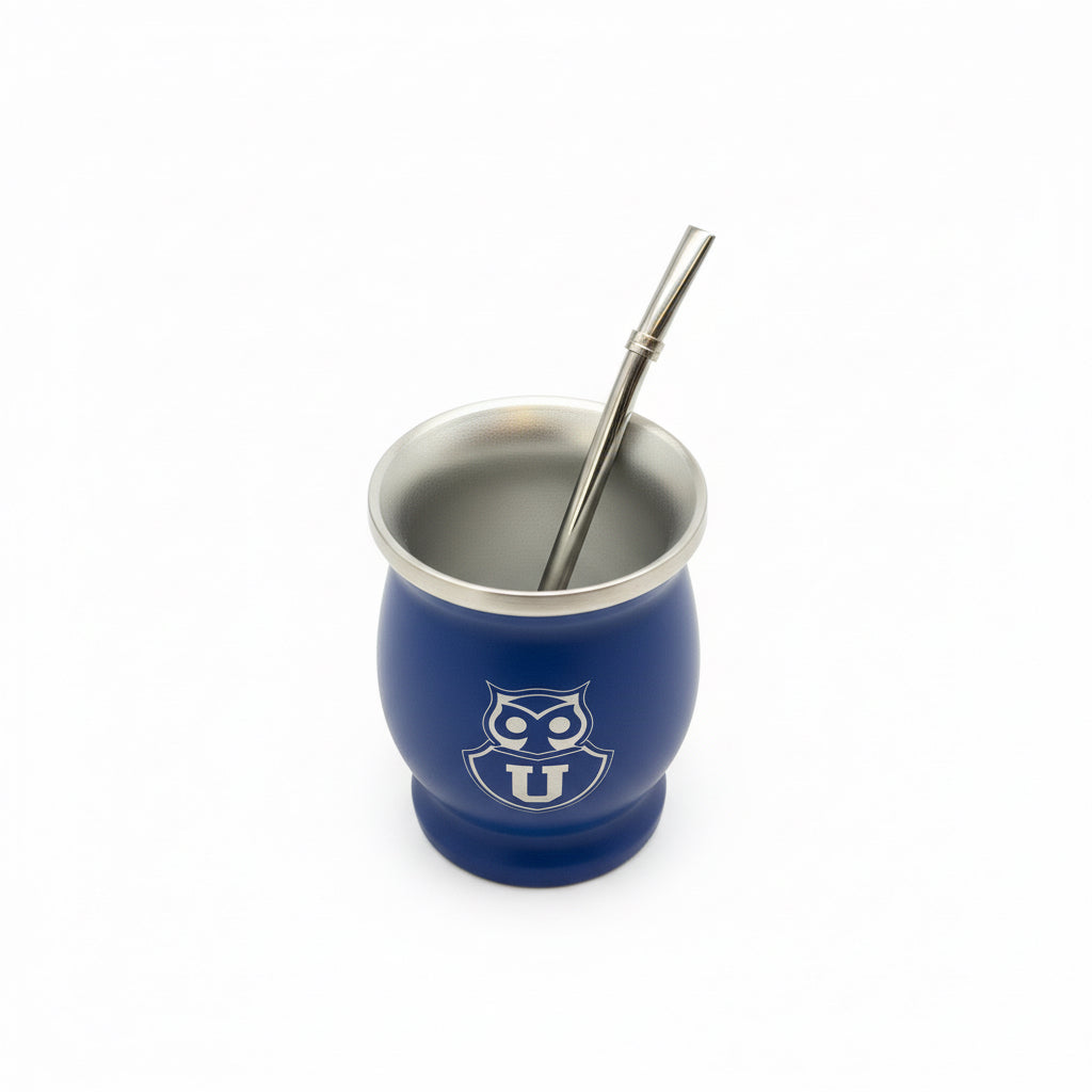 Mate Metálico Universidad de Chile de Acero Inoxidable + Bombilla | Doble Pared Térmica - Emporio Pewmayen