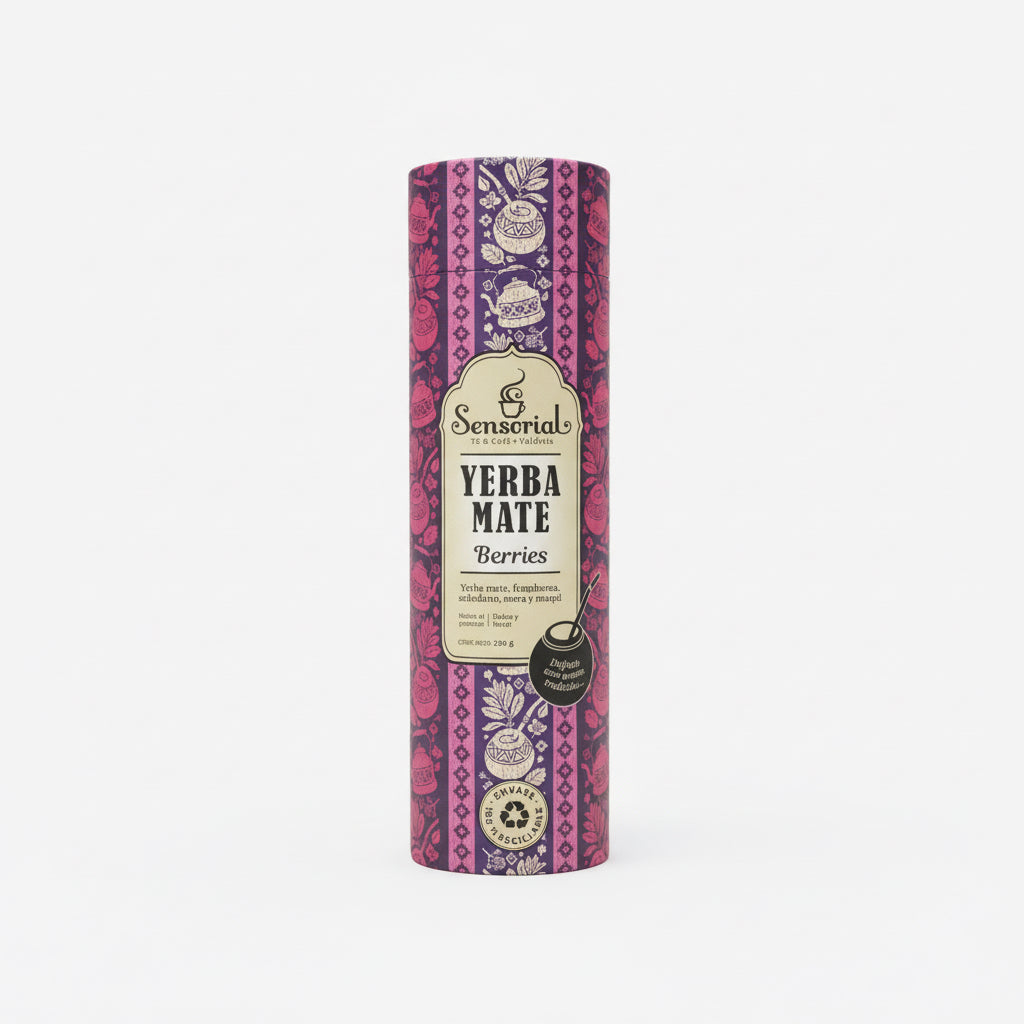Yerba Mate Sensorial Berries 250g – Frambuesa, Arándano, Frutilla y Maqui en Tarro Reutilizable - Emporio Pewmayen