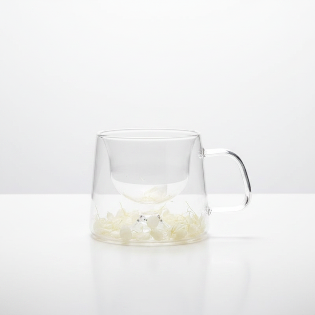 Taza de Té Doble Pared con Flores Encapsuladas 200 m - Emporio Pewmayen